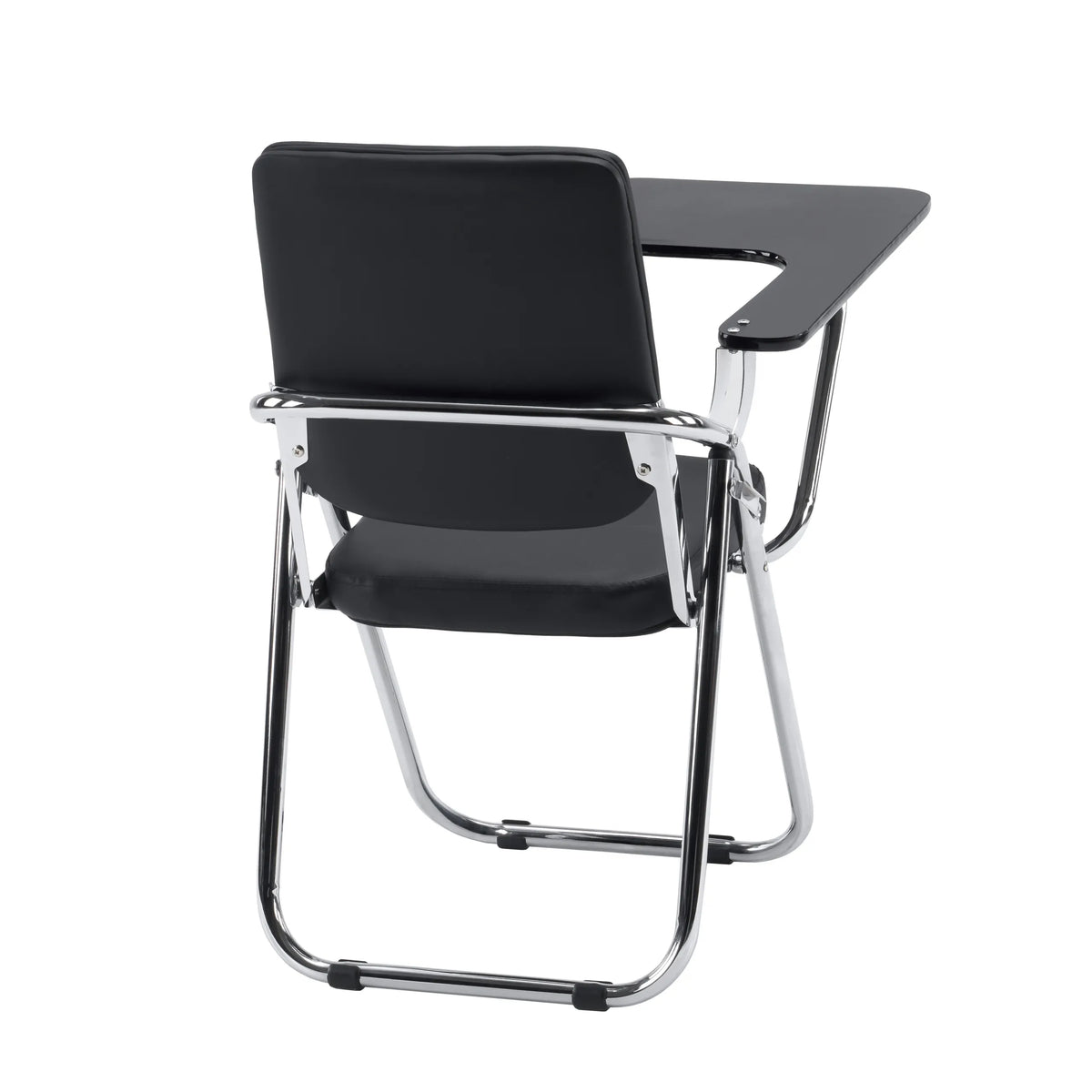 Black Folding chair Esto T with integrated writing tablet and chrome frame by hjh OFFICE