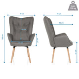 Dimensional drawing of the Upholstered armchair HAVENIO I with a total height of 106 cm and a width of 70 cm by hjh LIVING