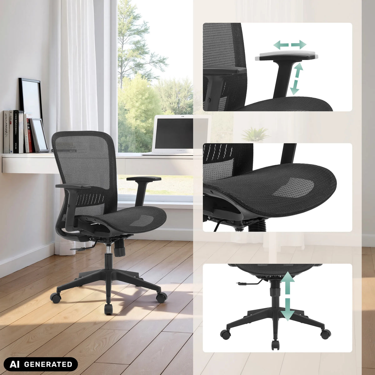 Professional Office ChAir Port 2 with mesh back, mesh seat and adjustable armrests by MyBuero