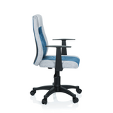 Grey-blue Swivel Chair – Children KIDDY EXTRA with armrests and five-caster base by hjh OFFICE – 360-degree view (side profile 80°)