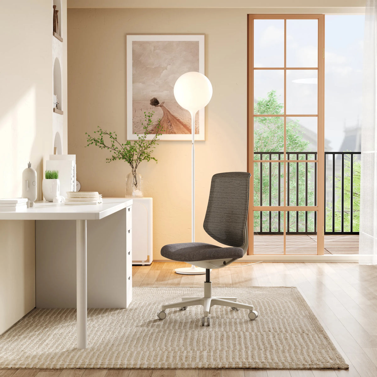 Home Office Chair Sitflex Lady in grey with castor base in a bright room by hjh OFFICE