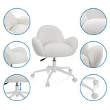White Swivel Chair – Children KID TEDDY I with teddy fabric cover, gas lift and castor base by hjh OFFICE