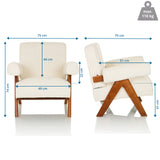 Dimensional drawing of the Lounge Chair POOLY with a width of 75 cm and a height of 74 cm by hjh LIVING