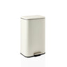 Beige wastepaper Clean 1 with silver-coloured foot pedal and closed lid by hjh OFFICE
