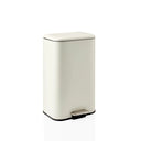 Beige wastepaper Clean 1 with silver-coloured foot pedal and closed lid by hjh OFFICE