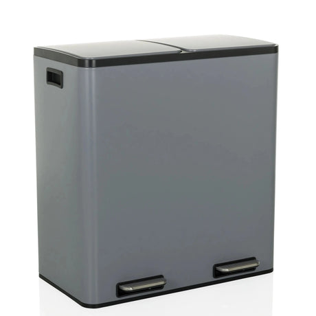 Grey wastepaper Clean 13 with two foot pedals and two separate bins by hjh OFFICE