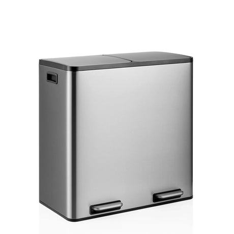 Silver Wastepaper Clean 13 S with black lid and two lower handle recesses by hjh OFFICE