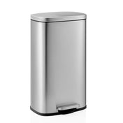 Silberner Mülleimer Clean 15 aus Edelstahl mit Treteimer und Deckel von hjh OFFICE