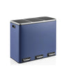 Blue wastepaper Clean 9 with three compartments, silver handles and lids by hjh OFFICE