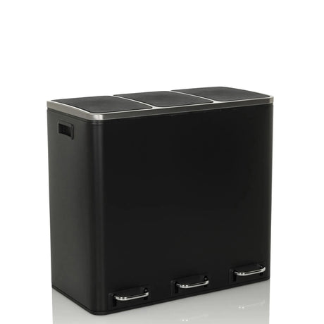 Black Wastepaper Clean 9 with three compartments and silver handles by hjh OFFICE