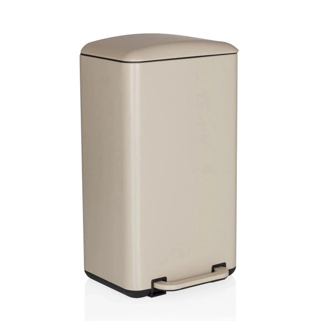 Beige CLEAN BEVA wastepaper with a capacity of 30 litres and a foot pedal by hjh OFFICE