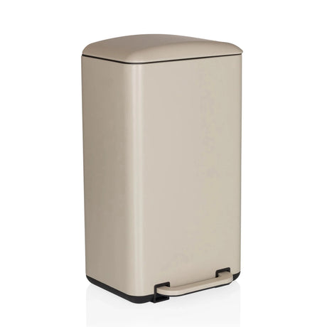 Beige CLEAN BEVA wastepaper with a capacity of 30 litres and a foot pedal by hjh OFFICE
