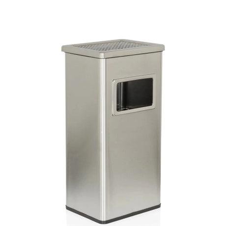 Silver Standing ashtray CLEAN I made of stainless steel with a perforated lid and opening by hjh OFFICE