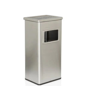 Silver Standing ashtray CLEAN I made of stainless steel with a perforated lid and opening by hjh OFFICE