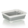 Grey and white Folding container CLEAN SIL with integrated draining grid and compartment by hjh OFFICE