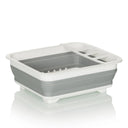 Grey and white Folding container CLEAN SIL with integrated draining grid and compartment by hjh OFFICE