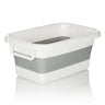 Folding container CLEAN SILW in grey and white with side handles by hjh OFFICE