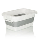 Folding container CLEAN SILW in grey and white with side handles by hjh OFFICE