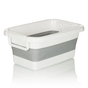 Folding container CLEAN SILW in grey and white with side handles by hjh OFFICE