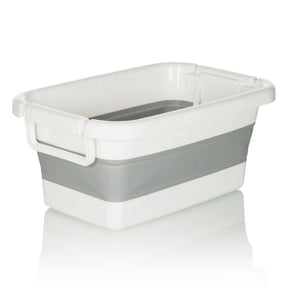 Folding container CLEAN SILW in grey and white with side handles by hjh OFFICE