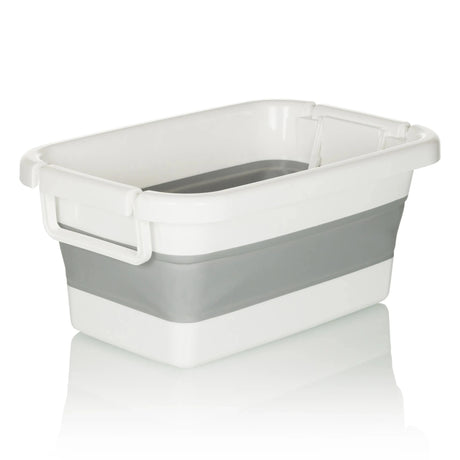 Folding container CLEAN SILW in grey and white with side handles by hjh OFFICE