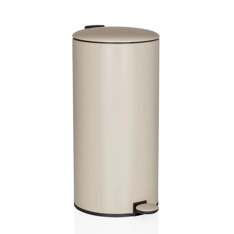 Beige CLEAN STEP 2 wastepaper bin with a 30 litre capacity and foot pedal by hjh OFFICE