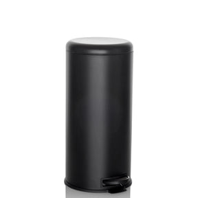 Black CLEAN STEP wastepaper with a cylindrical shape and pedal opening by hjh OFFICE