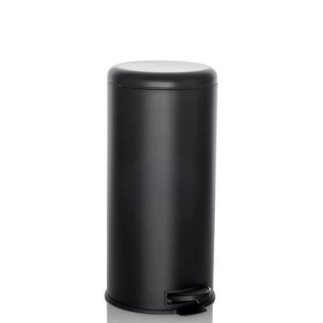 Black CLEAN STEP wastepaper with a cylindrical shape and pedal opening by hjh OFFICE