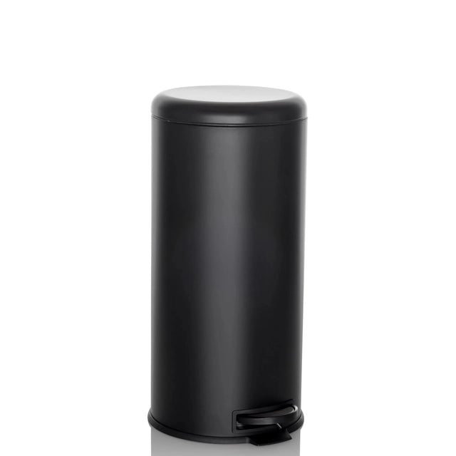 Black CLEAN STEP wastepaper with a cylindrical shape and pedal opening by hjh OFFICE