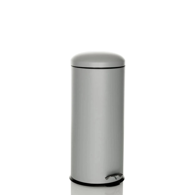 Grey Wastepaper CLEAN VIII with cylindrical shape and foot pedal by hjh OFFICE