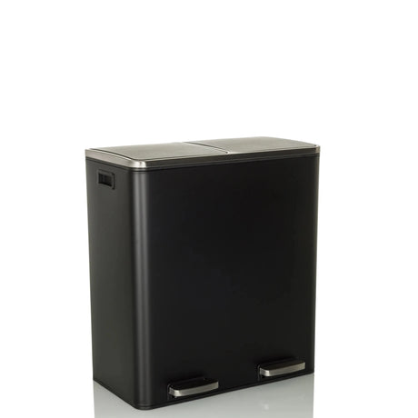 Black wastepaper CLEAN XI with two silver foot pedals and lid by hjh OFFICE