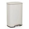 Beige wastepaper bin CLEAN XV with silver-coloured foot pedal and lid by hjh OFFICE