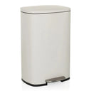 Beige wastepaper bin CLEAN XV with silver-coloured foot pedal and lid by hjh OFFICE