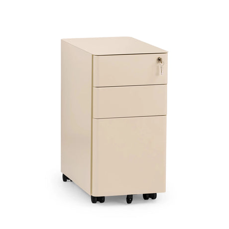 Beige Mobile Drawer Unit COLOR I made of metal with three drawers and castors by hjh OFFICE