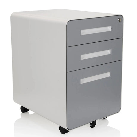 Mobile Drawer Unit COLOR PLUS I made of metal in white and grey with three drawers and castors by hjh OFFICE