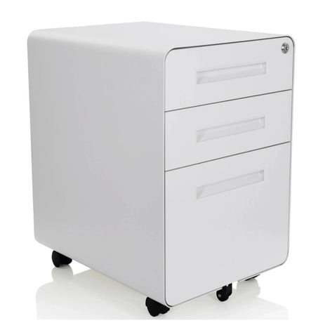 White metal Mobile Drawer Unit COLOR PLUS I with three drawers and castors by hjh OFFICE