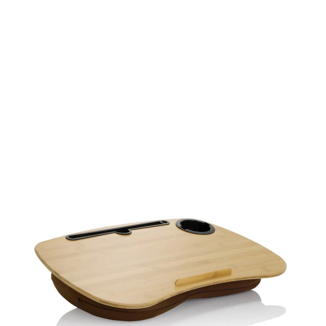 Brown bamboo Laptop Pad COMFILAP I with integrated cup holder and storage by hjh OFFICE
