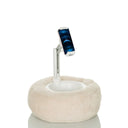 Beige Mobile phone & tablet holder COMFILAP II with plush underside and white articulated arm by hjh OFFICE