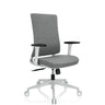 Professional Office Chair COMFIO WP with grey fabric upholstery, white armrests and a white base by hjh OFFICE