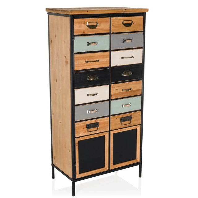 Chest of drawers CONTINENTO HIGH in various wood and colour tones with black metal frame by hjh LIVING