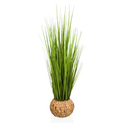 Artificial plant CORTADERIA in green with a woven outer pot made of natural material by hjh OFFICE