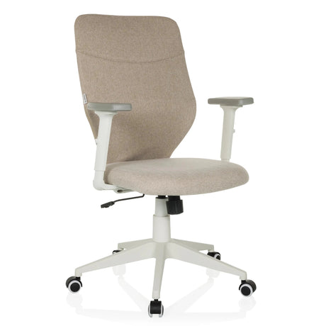 Home Office Chair COSIO II with beige fabric upholstery and white frame by hjh OFFICE