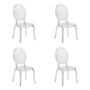Set of four transparent four-legged chairs CRISTALIO made of clear plastic by hjh LIVING
