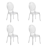 Set of four transparent four-legged chairs CRISTALIO made of clear plastic by hjh LIVING