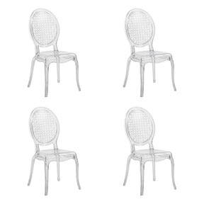 Set of four transparent four-legged chairs CRISTALIO made of clear plastic by hjh LIVING