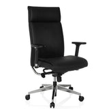 Professional Executive Chair CURYO in black with shiny metal star base and padded armrests by hjh OFFICE