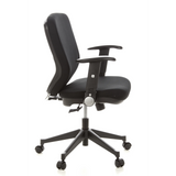 Black Professional Office Chair TRAFFIC 20 with armrests and five-caster base by hjh OFFICE – 360-degree view (side profile 80°)