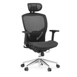 Black High End Office Chair VENUS ONE with mesh back and five-caster base by hjh OFFICE – 360-degree view (front three-quarter view 30°)
