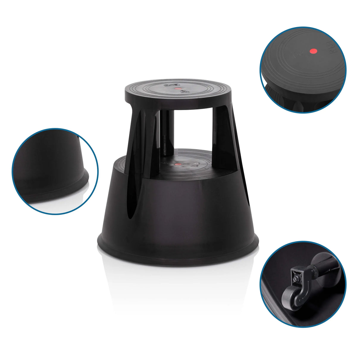 Black Step stool TIO-M I with castors and non-slip surfaces by hjh OFFICE