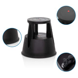 Black Step stool TIO-M I with castors and non-slip surfaces by hjh OFFICE
